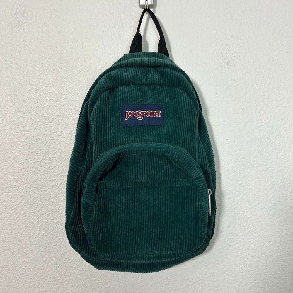 Jansport Corduroy Mini Half Pint Backpack Emerald Pine Green Bag